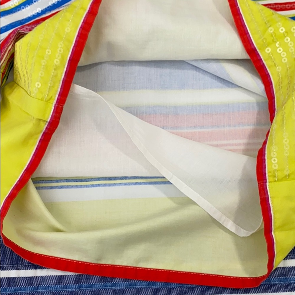 Lands' End Girls' Bright Multi-Stripe Sequin Dress - Yellow, Blue, Red, White - Picture 5 of 7